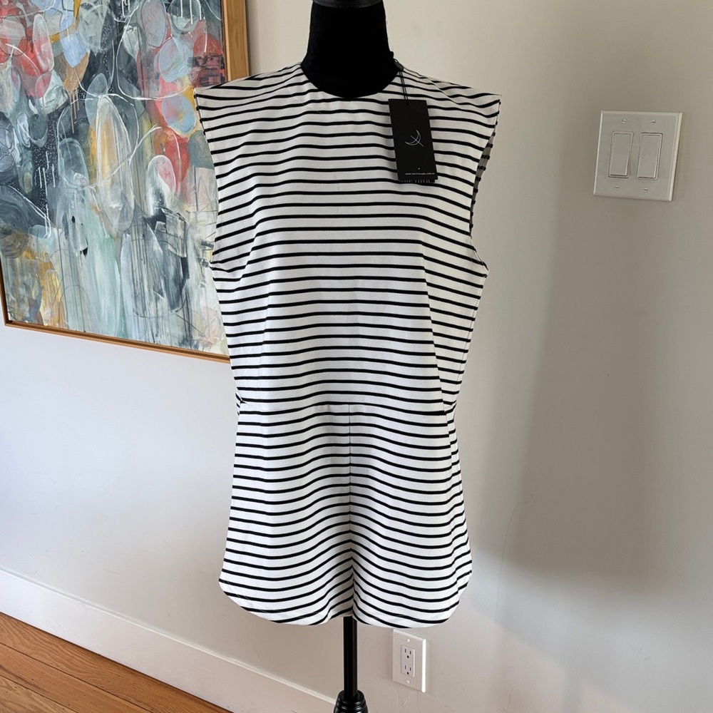 The Fifth Label Black and White Striped Romper.